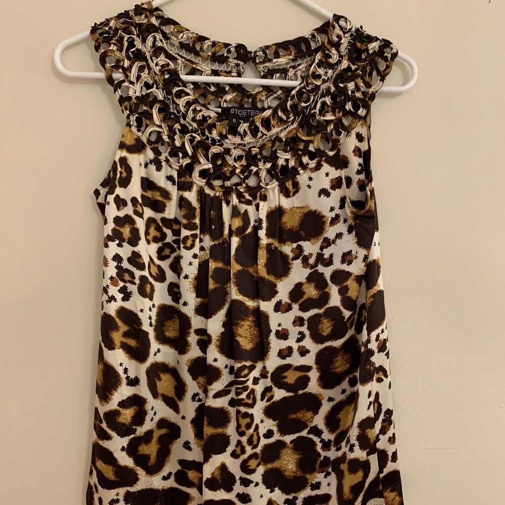 Etcetera Cheetah Print Silk Top